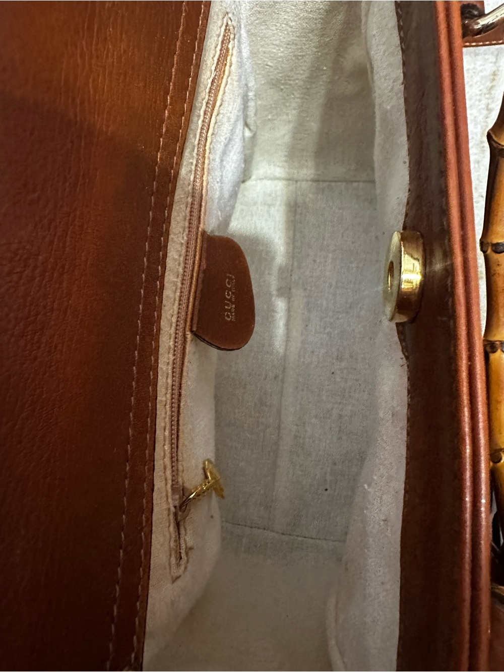 Gucci Bamboo Women's Tan Leather Bamboo-Handle Tote Bag - Picture 7 of 7